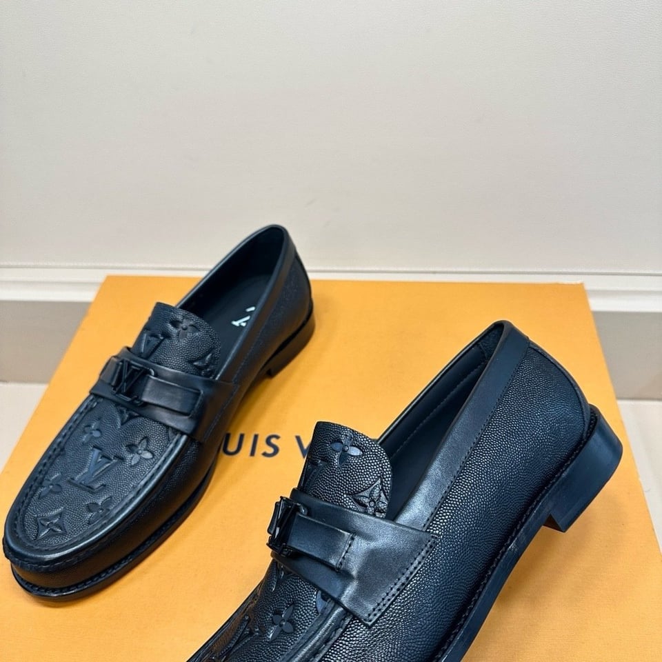 LV Major Loafer Black Monogram Calfskin Leather Shoes For Men view 13