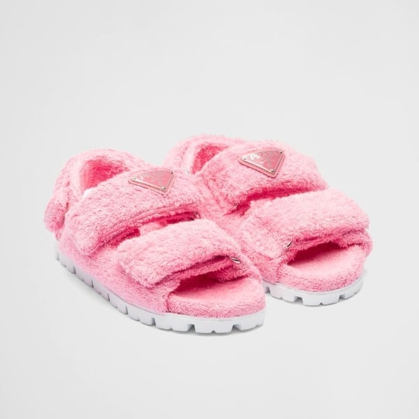 Prada Petal Pink Terrycloth Sandals 1X737Mh39F0442Fd020 view 2