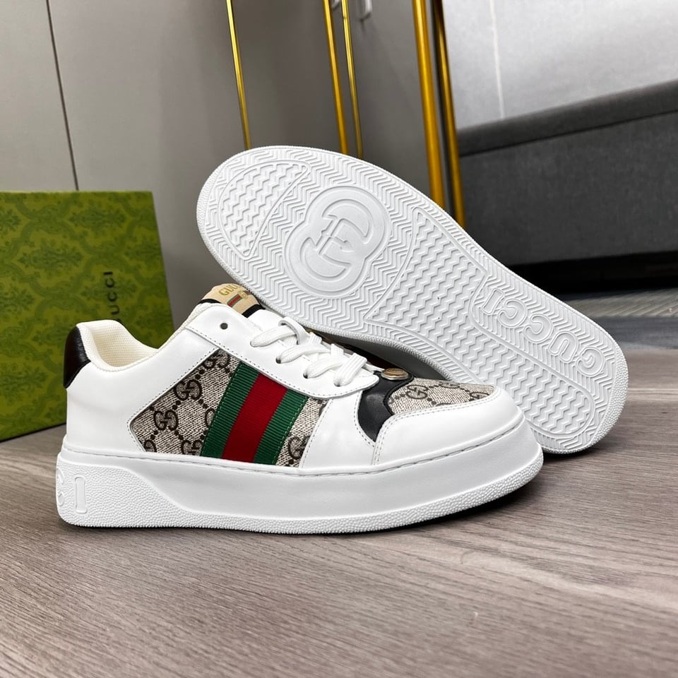 Gucci Screener Sneaker Gg Canvas With Web White view 3
