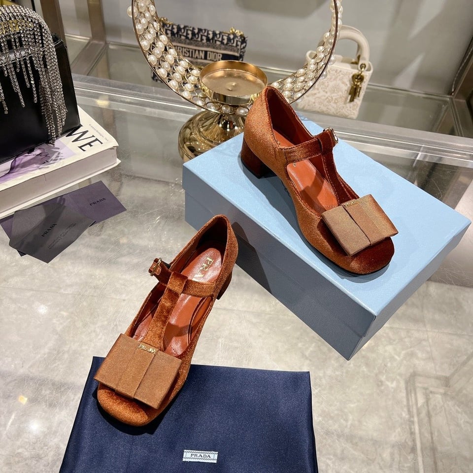 Prada Velvet Mary Pumps Ginger view 5