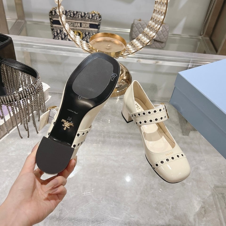 Prada Patent Leather Mary Jane Pumps White view 9