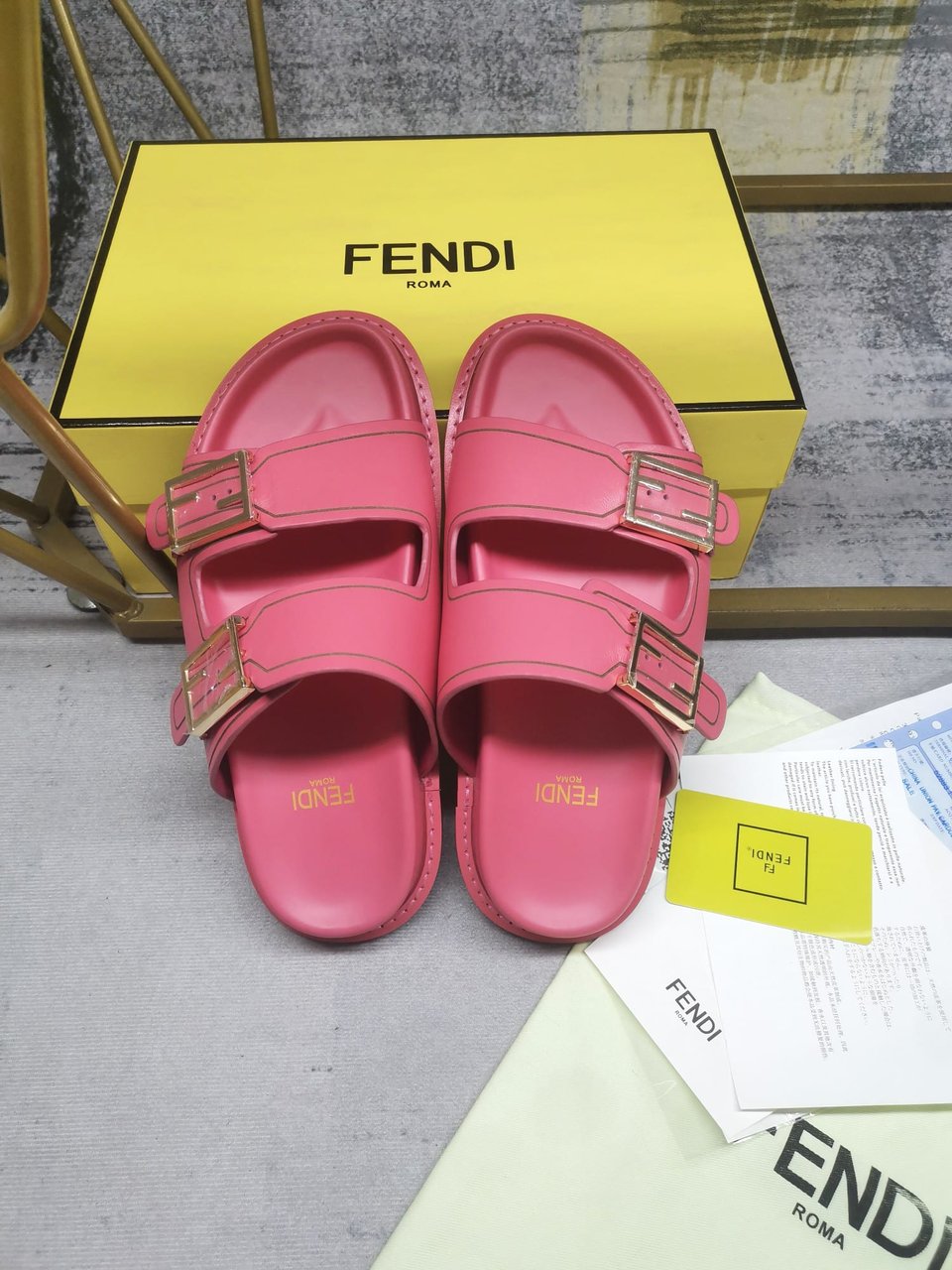 Fendi Feel Leather Slides Pink 8X8326Na7F1K9Y view 6