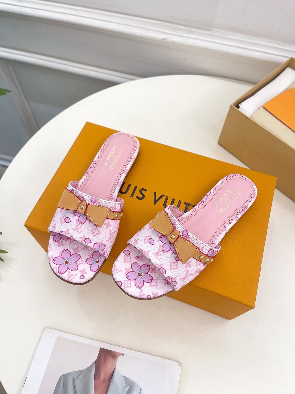 Louis Vuitton x Takashi Murakami Cherry Blossom Flat Slide Sandal view 11