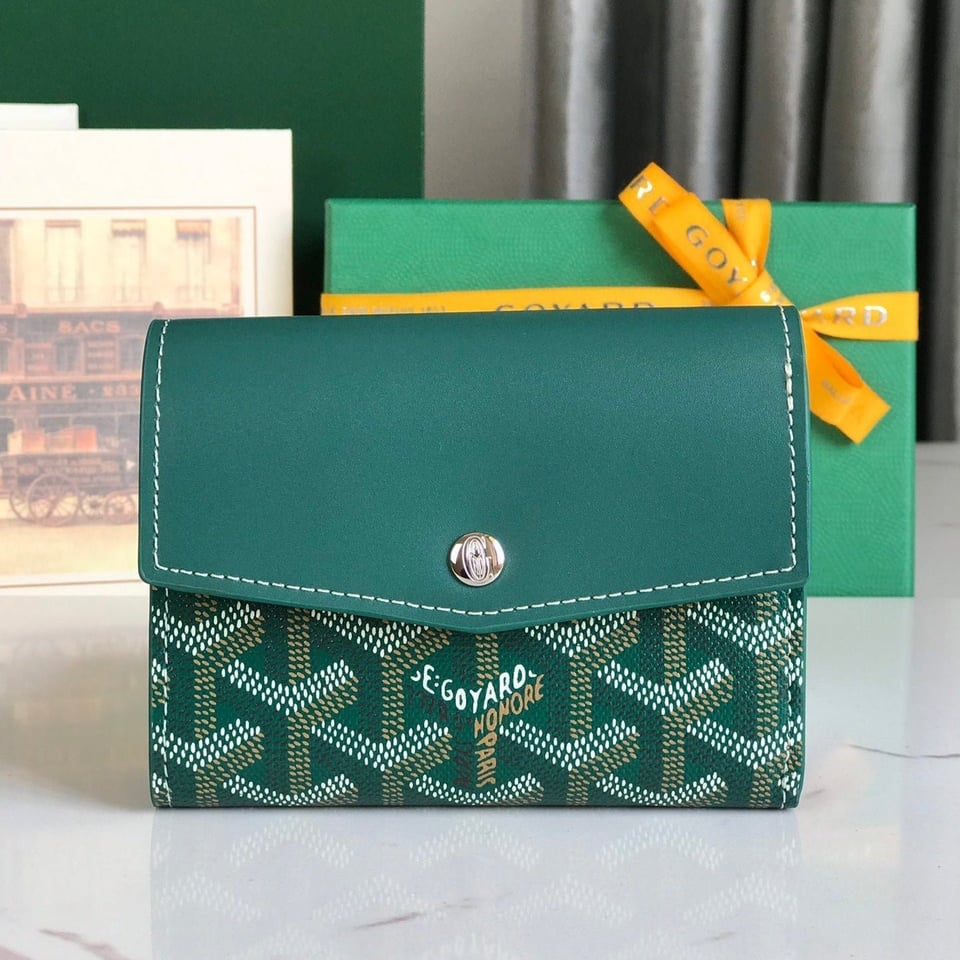 Goyard Saint-Gabriel Wallet 12 Cm Green Calfskin And Goyardine Canvas view 11