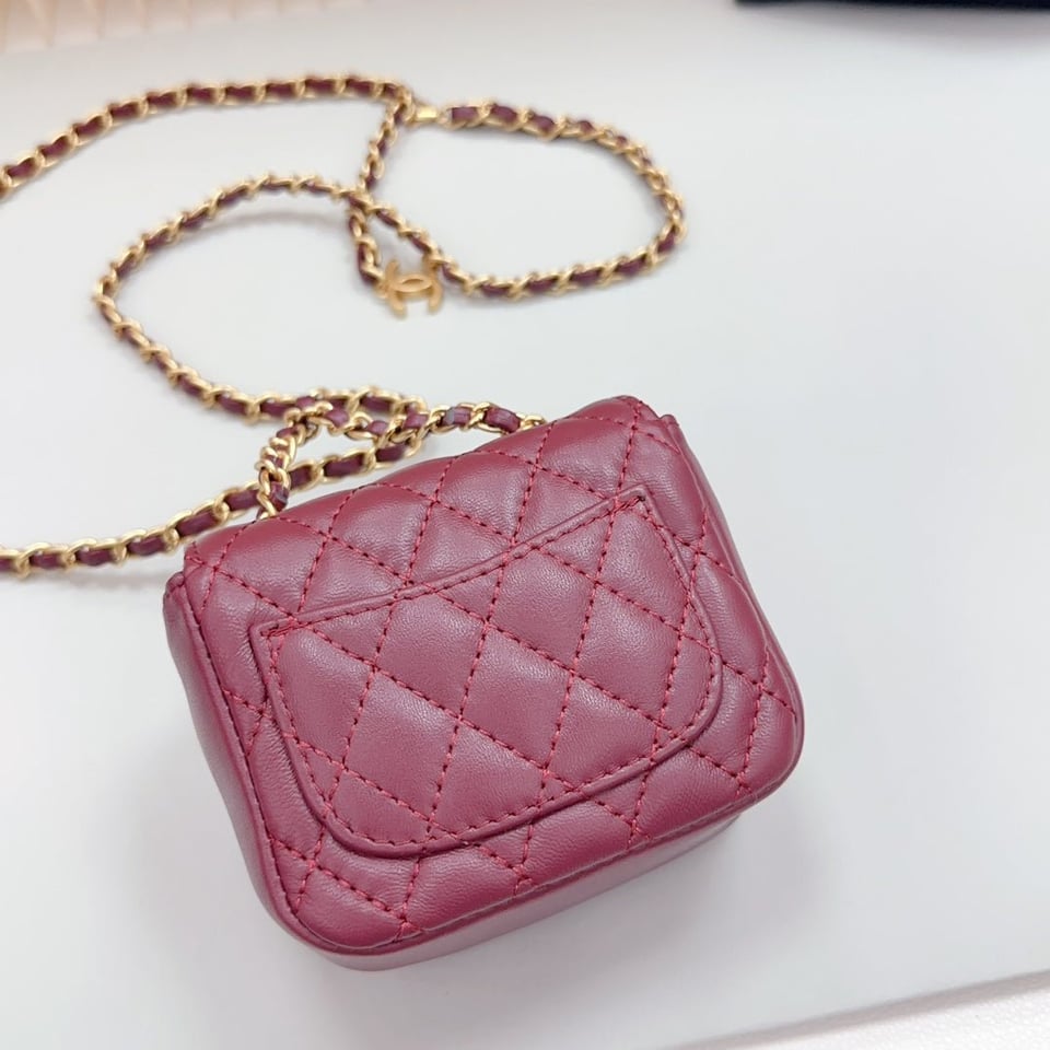 Chanel Chain Belt Dark Red Quilted Lambskin Bag view 7