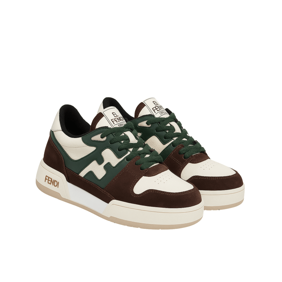 Fendi Match Low Tops Suede Black Green Shoelace view 2