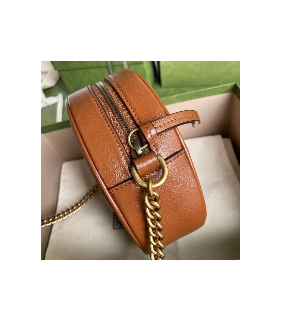 Gucci GG Marmont Mini Round Shoulder Bag Brown view 6