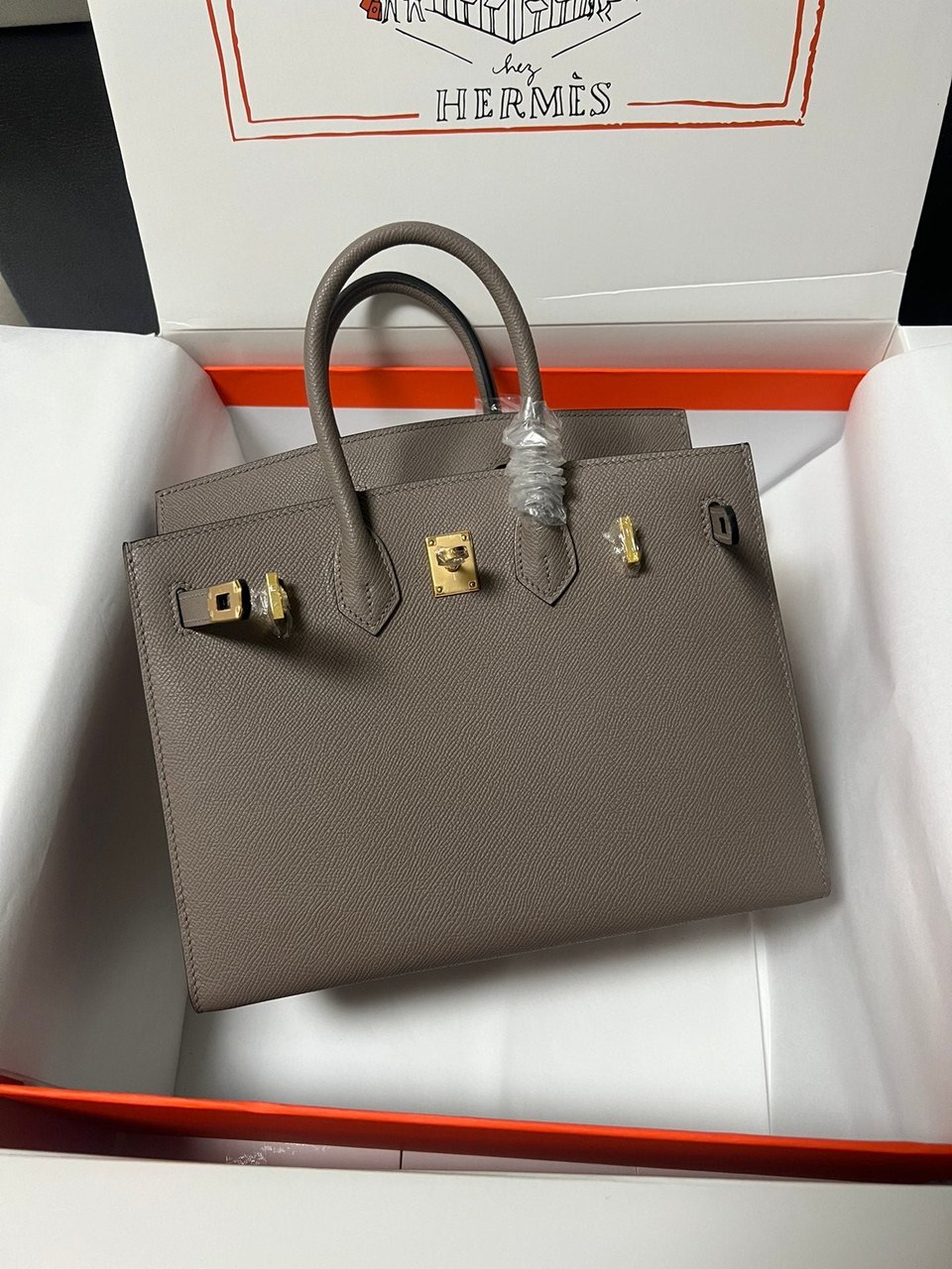 Hermes Birkin Sellier Etain Epsom Leather Gold Hardware view 7