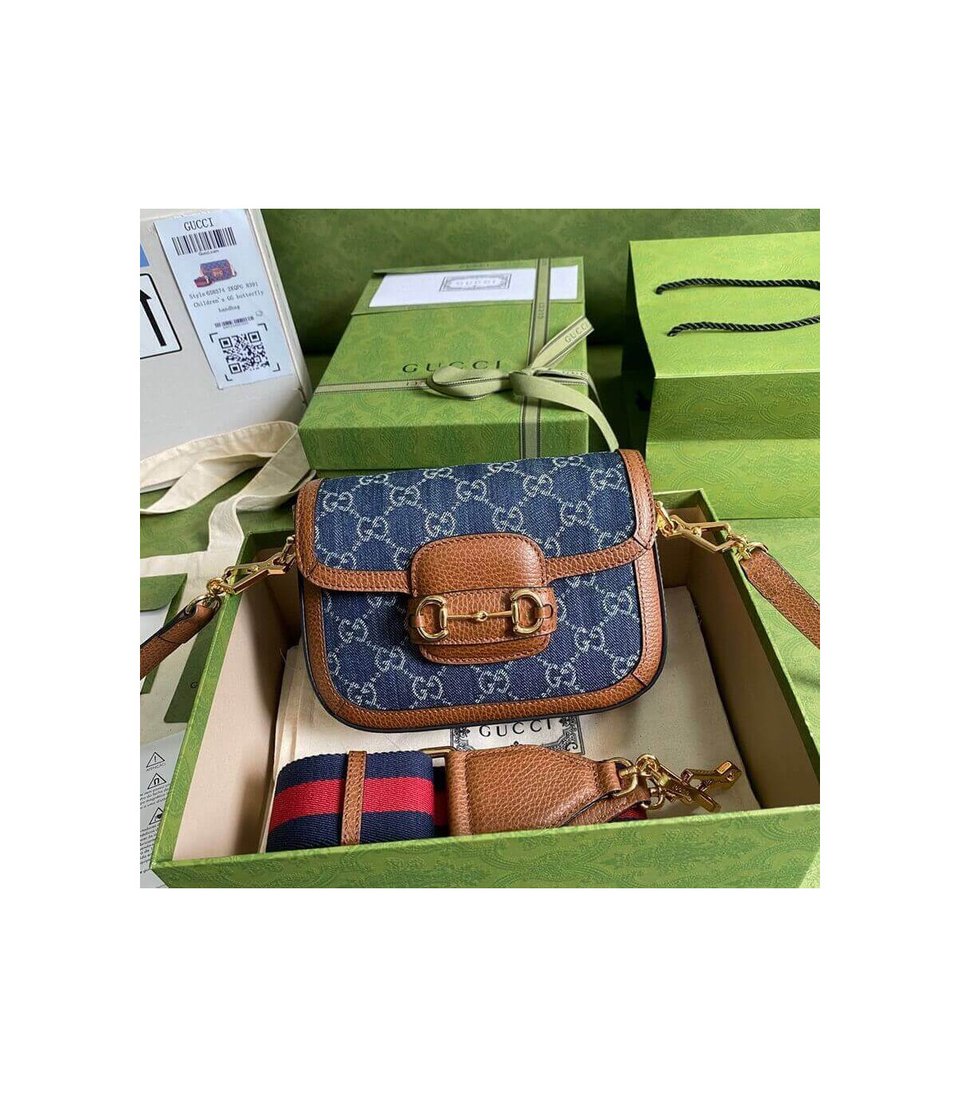 Gucci Horsebit 1955 Denim Mini Bag view 3