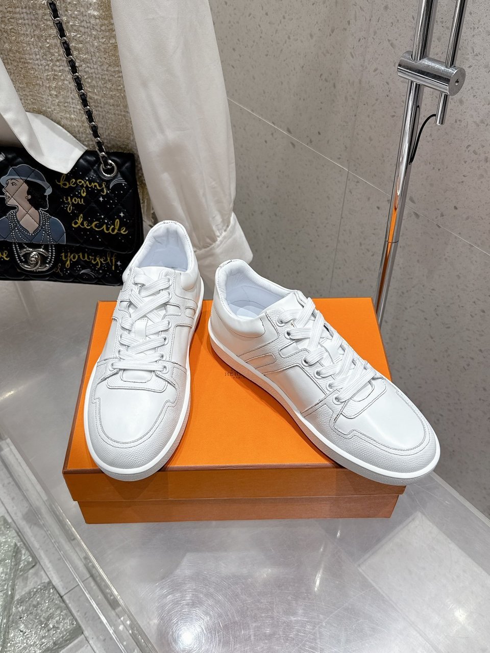Hermès White Advantage Sneaker- Shoes for Men view 9