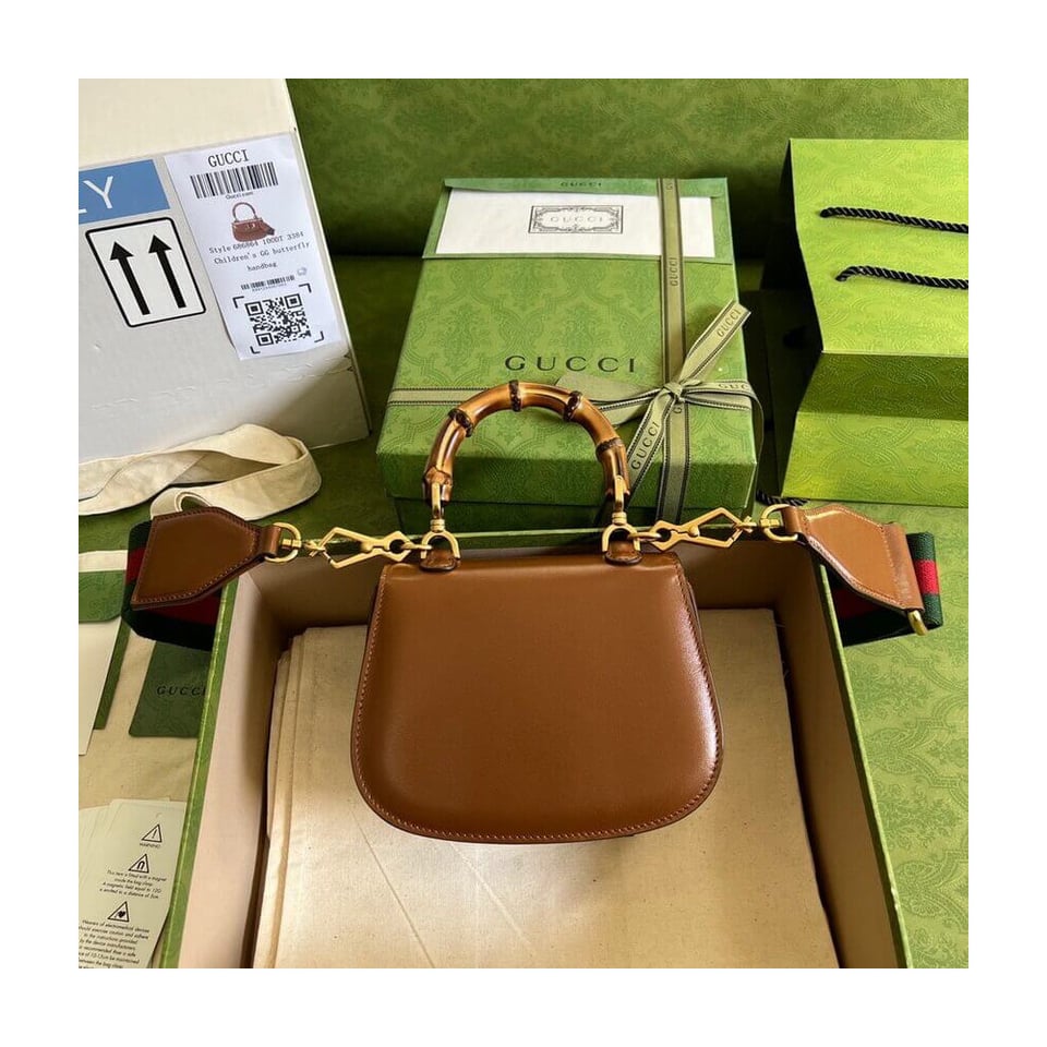 Gucci Mini Top Handle Bag with Bamboo Cuir view 3