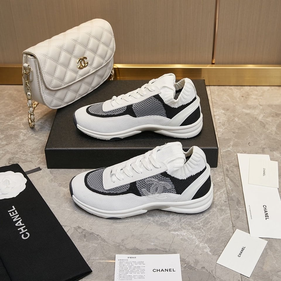 Chanel Cruise Sock Sneakers White Black view 6