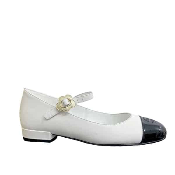 Chanel Mary Janes Black White view 2