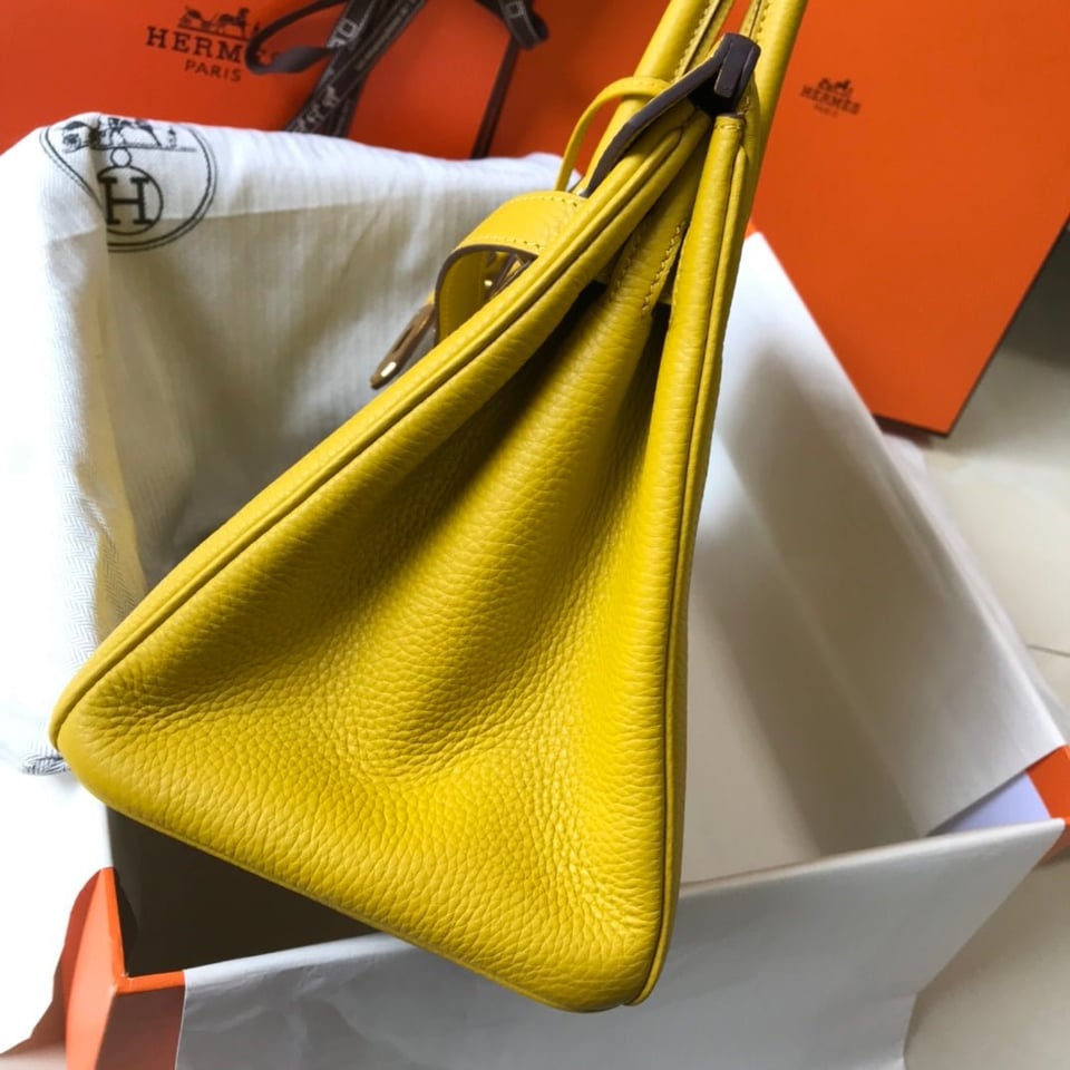 Hermes Birkin Amber Yellow Togo Leather Gold Hardware view 8