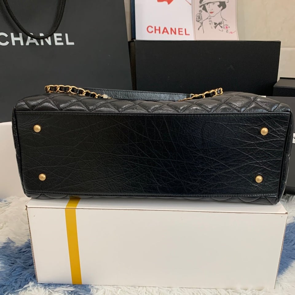 Chanel Shopping Bag 38Cm Black Quilted Aged Calfskin Ghw view 10