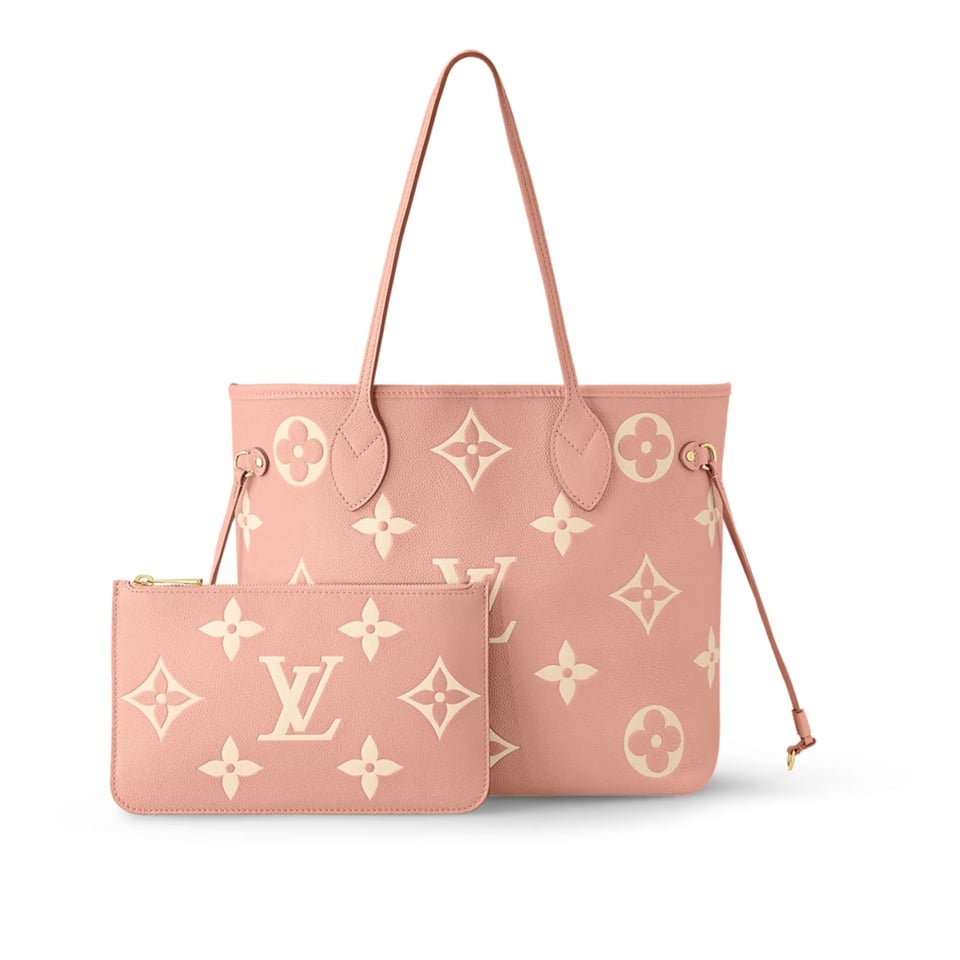 Louis Vuitton Neverfull MM Tote Bag Monogram Empreinte Trianon Pink / Cream 31cm M46329 view 2