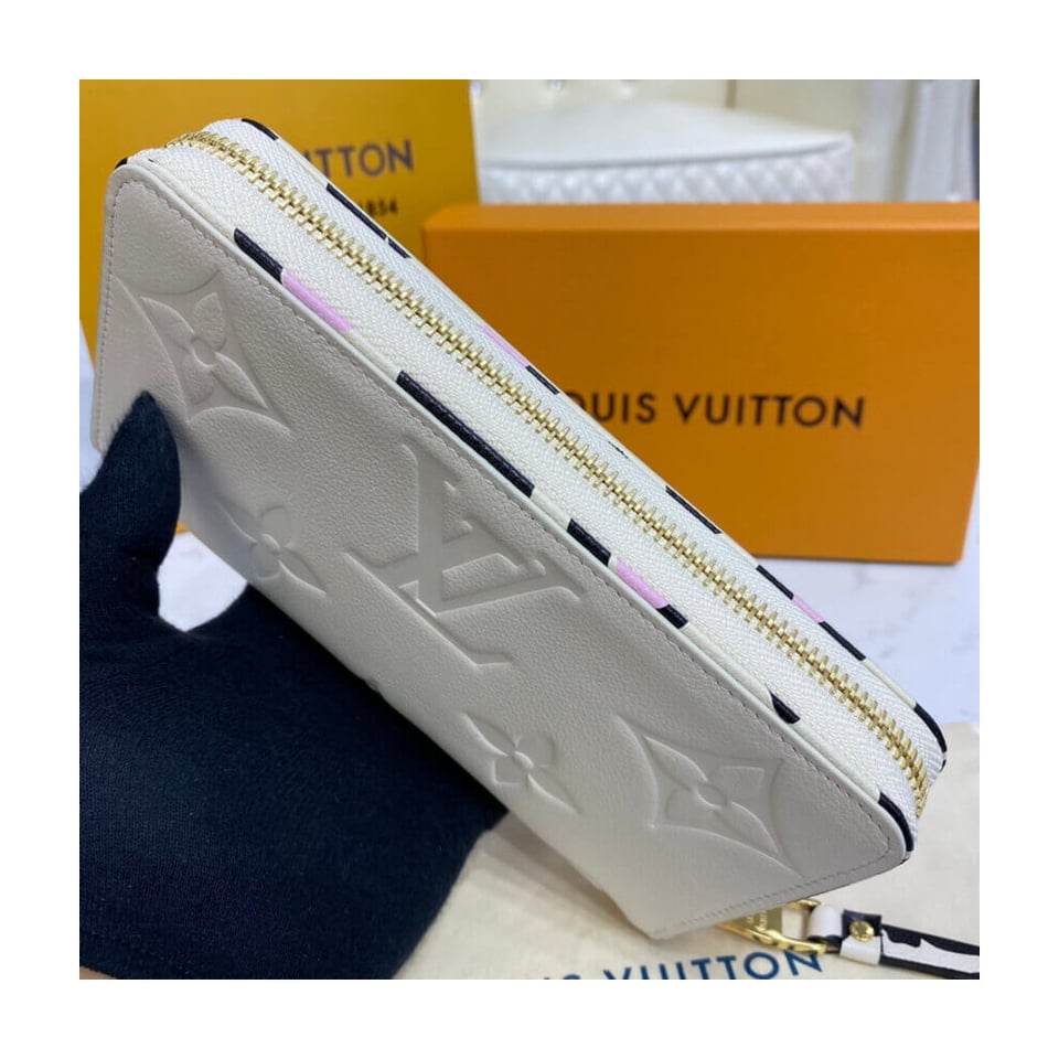 Louis Vuitton Monogram Empreinte Leather with Animal-Print Zippy Wallet Cream view 6