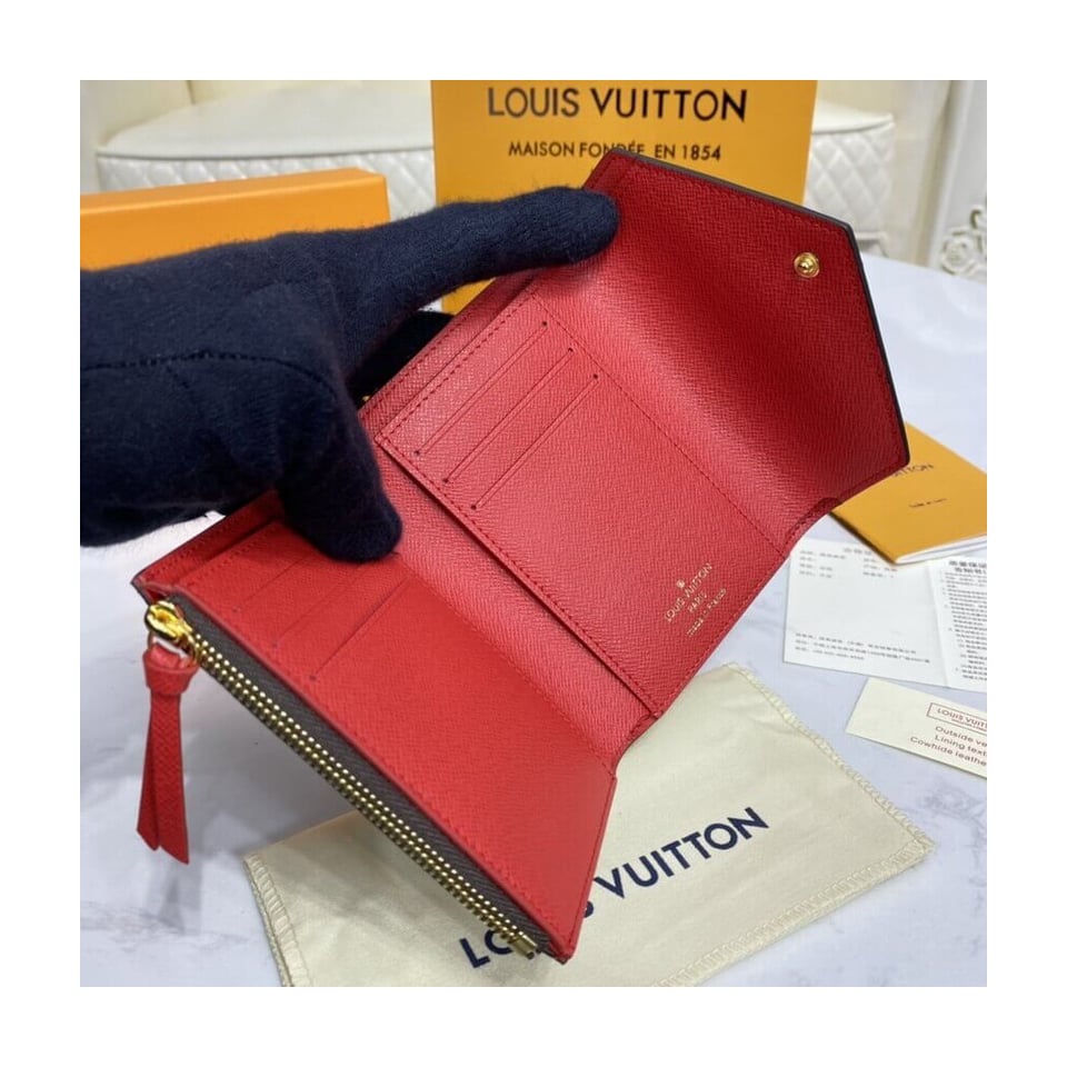 Louis Vuitton Damier Ebene Victorine Wallet Red view 9