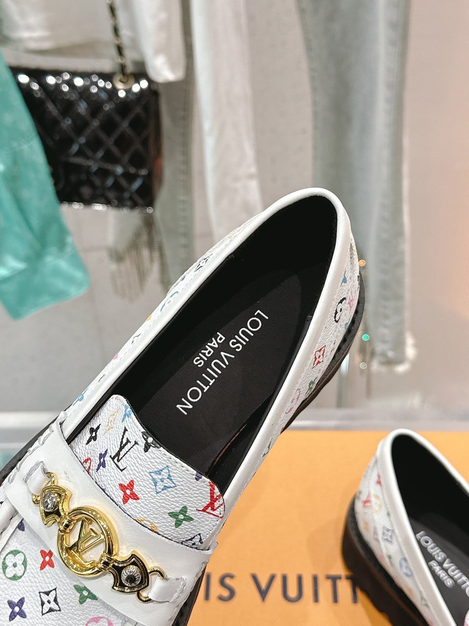 Louis Vuitton LV Monogram Multicolor White Loafers – Women’s Shoes view 9