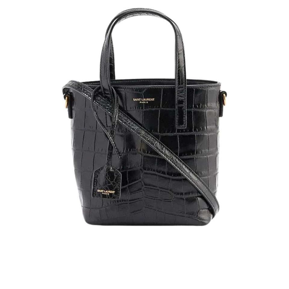 Saint Laurent Toy Shopping Tote Bag Crocodile Black 18Cm view 2