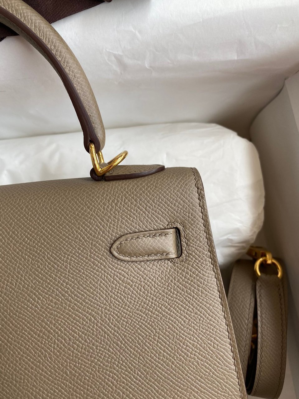 Hermes Kelly 25 Bag In Taupe Epsom Leather For Women 25cm/10in view 4