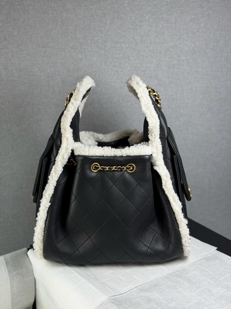Chanel 25 Small Handbag Crumpled Shearling Sheepskin view 6