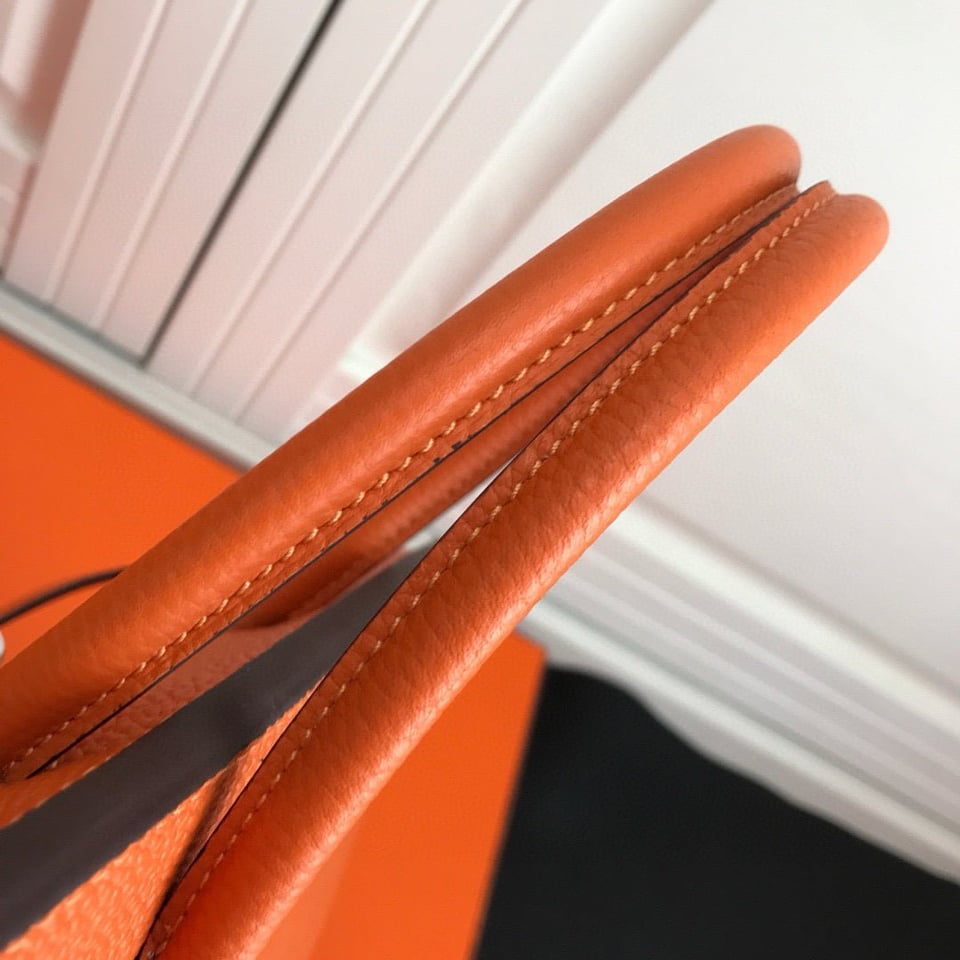 Hermes Birkin Orange Togo Leather Silver Hardware view 4