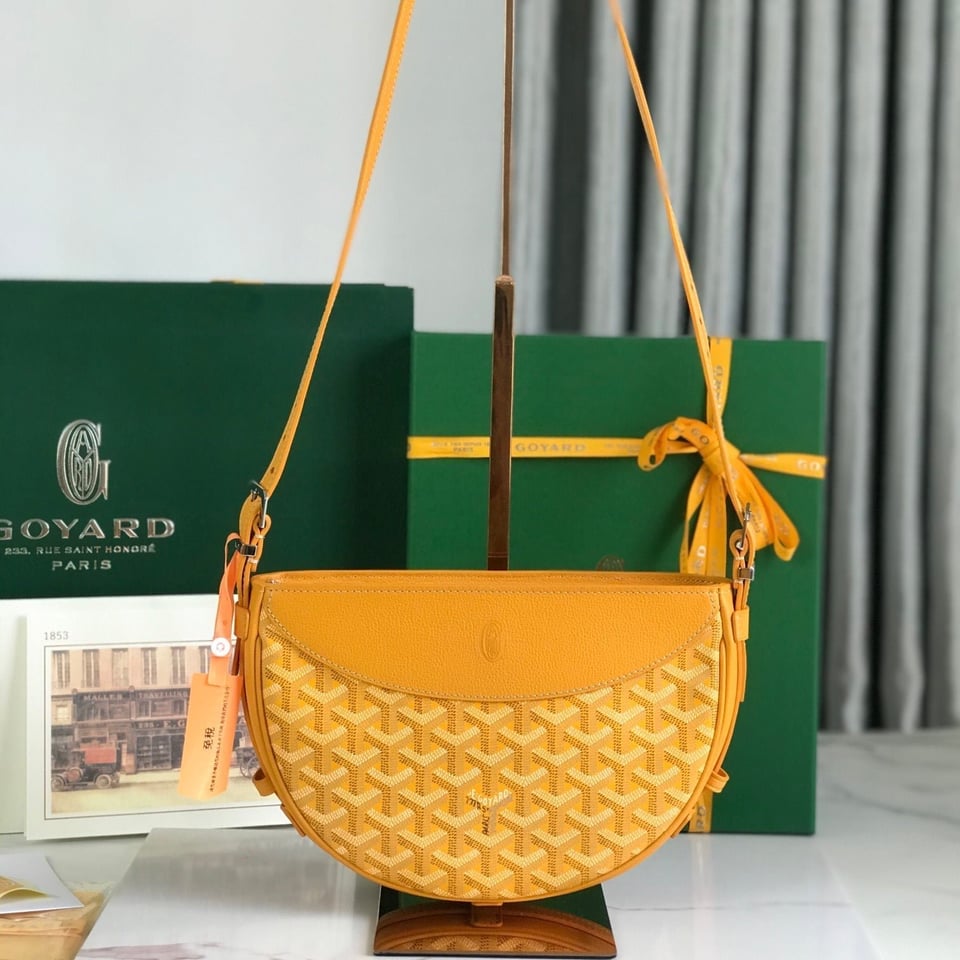 Goyard Hirondelle Bag 25 Cm Yellow Lambskin And Goyardine Canvas view 11