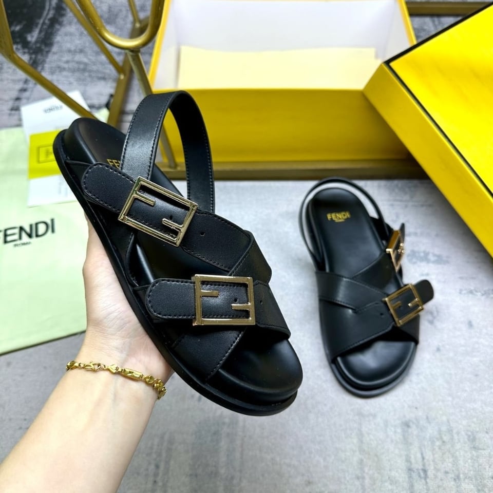 Fendi Feel Leather Slides Black 8X8647Na7F0Qa1 view 4