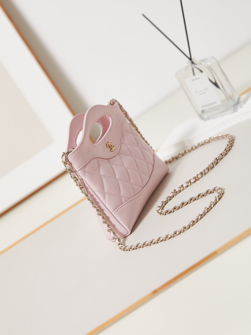 Chanel 24S31 Nano Shopping Bag 17.5Cm Light Pink Lambskin Gold Hardware view 4