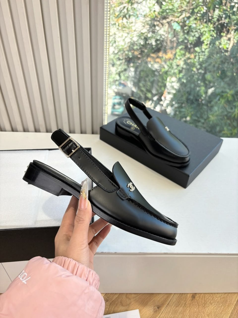 Chanel Calfskin Slingback Mules with CC Logo Black Calfskin G39842 view 10