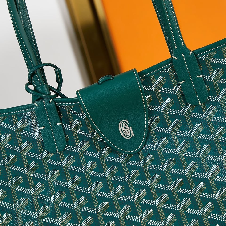 Goyard Saint Louis Pm 34Cm Green Canvas Chevroches Calfskin view 5