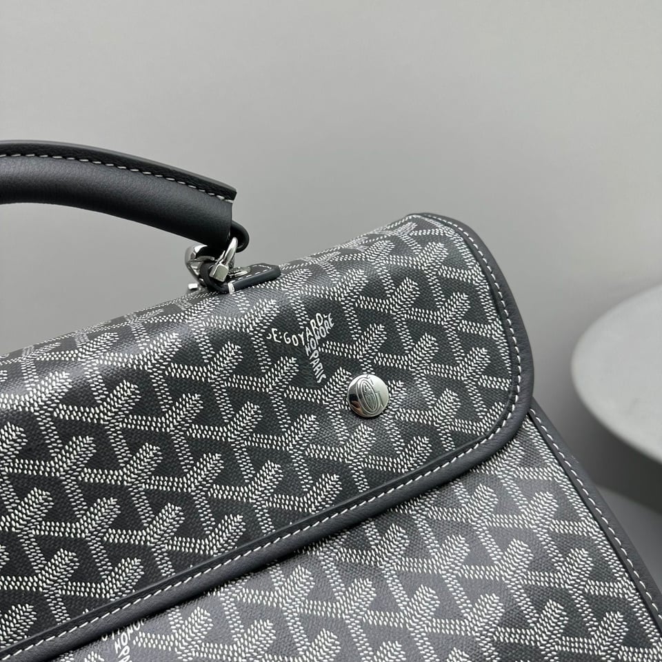 Goyard Leger Backpack 37 Cm Gray Goyardine Canvas With Calfskin Trim view 5