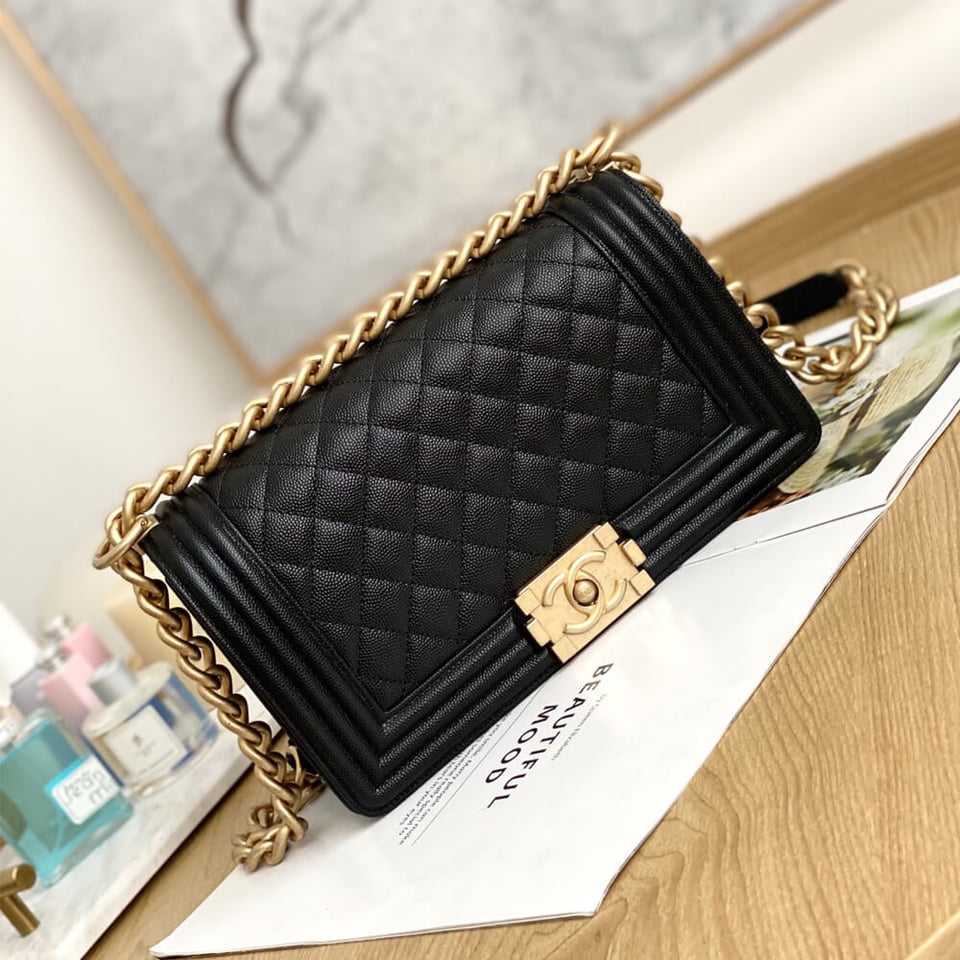 Chanel Le Boy Bag 25cm Black Caviar Leather view 6