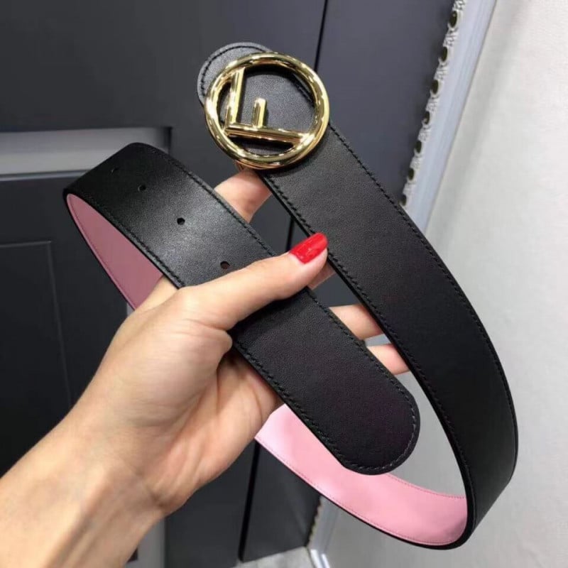 Fendi Reversible 40mm Round Buckle Belt 8C0579 Black / Pink view 3