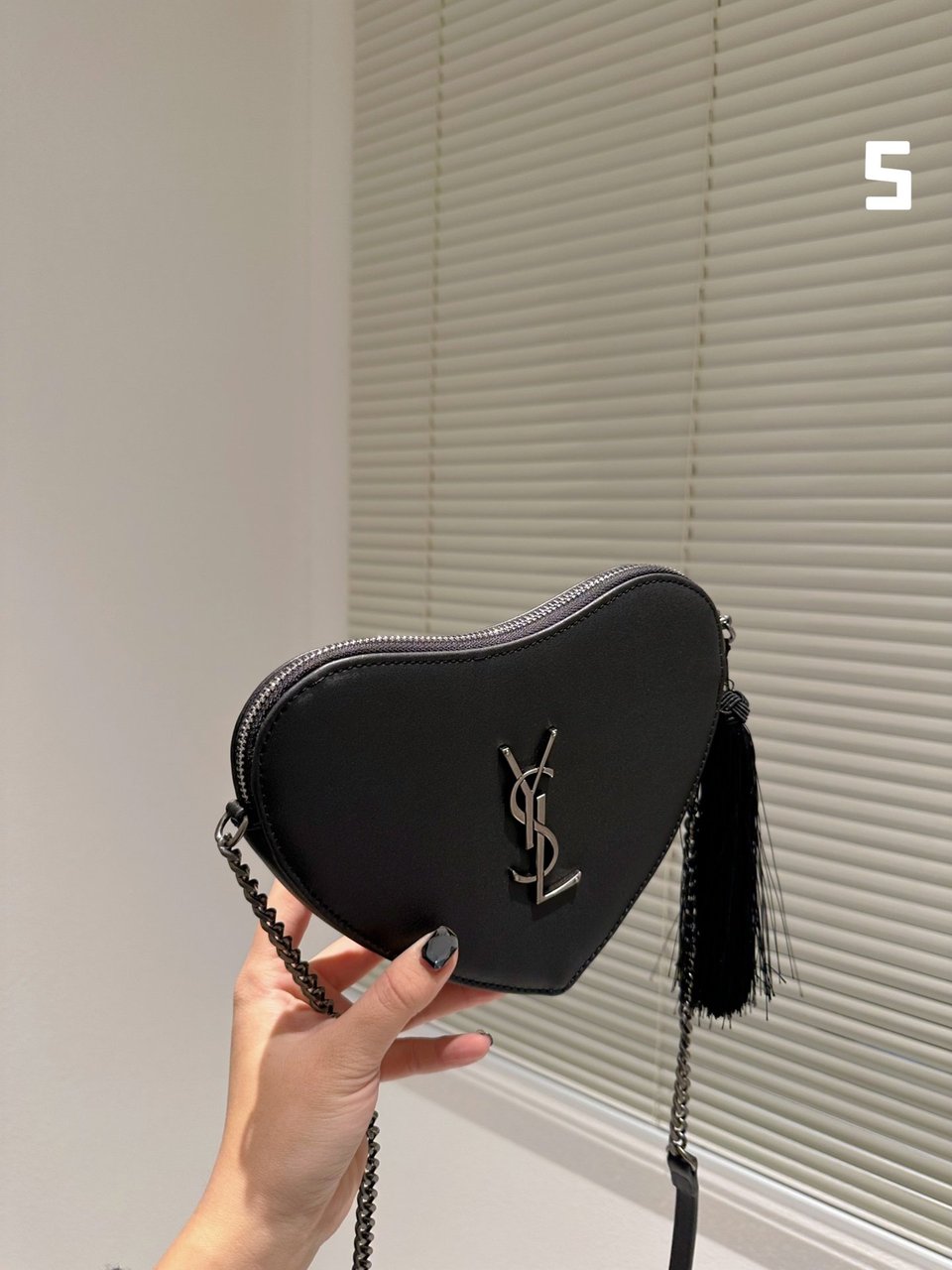 Saint Laurent Heart Bag In Smooth Leather Black view 5