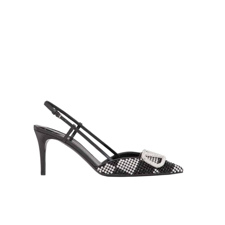 Valentino Vlogo Signature Back Strap Crystal High Heels Black Ws0R01Ewkzrn view 2