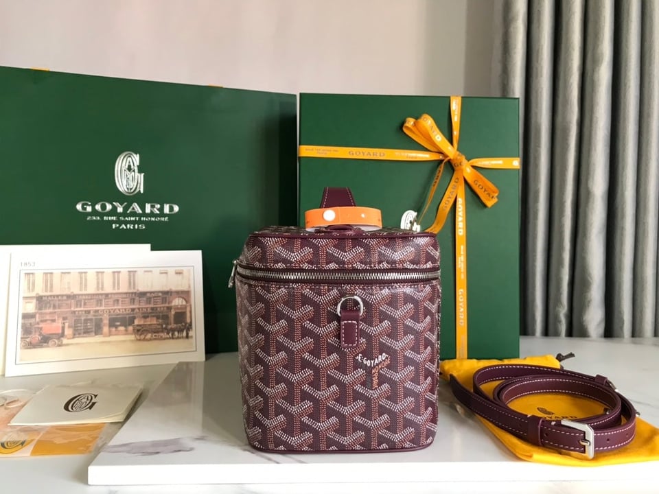 Goyard Muse Vanity Case 20 Cm Wine Red Goyardine Canvas view 10