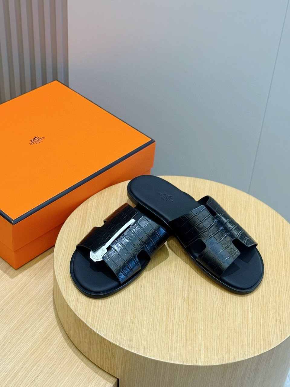 Hermès Black Crocodile Oran Sandals- Shoes for Men view 9
