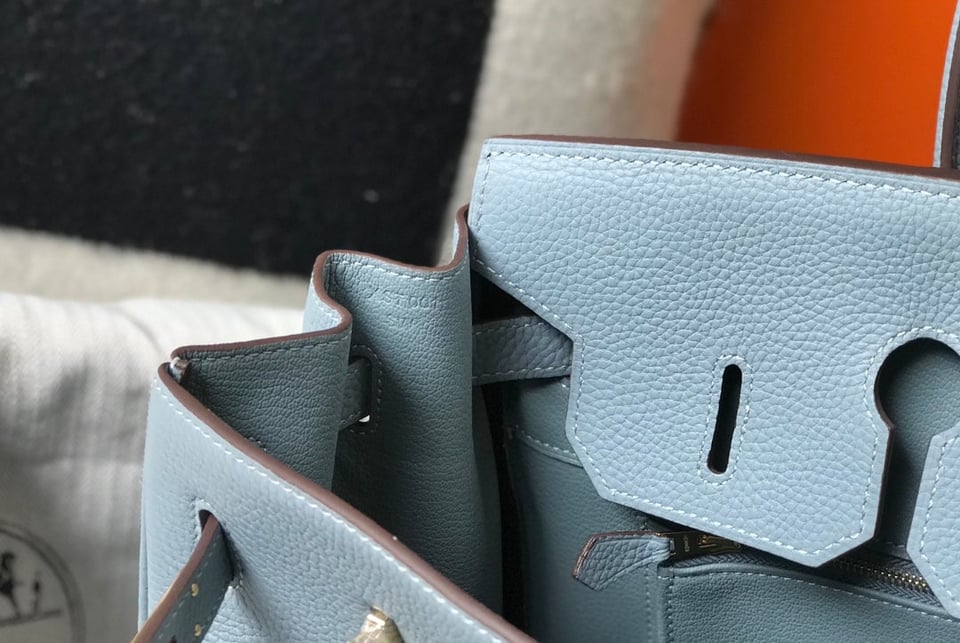 Hermes Birkin 35Cm Sky Blue Togo Leather Gold Hardware view 9