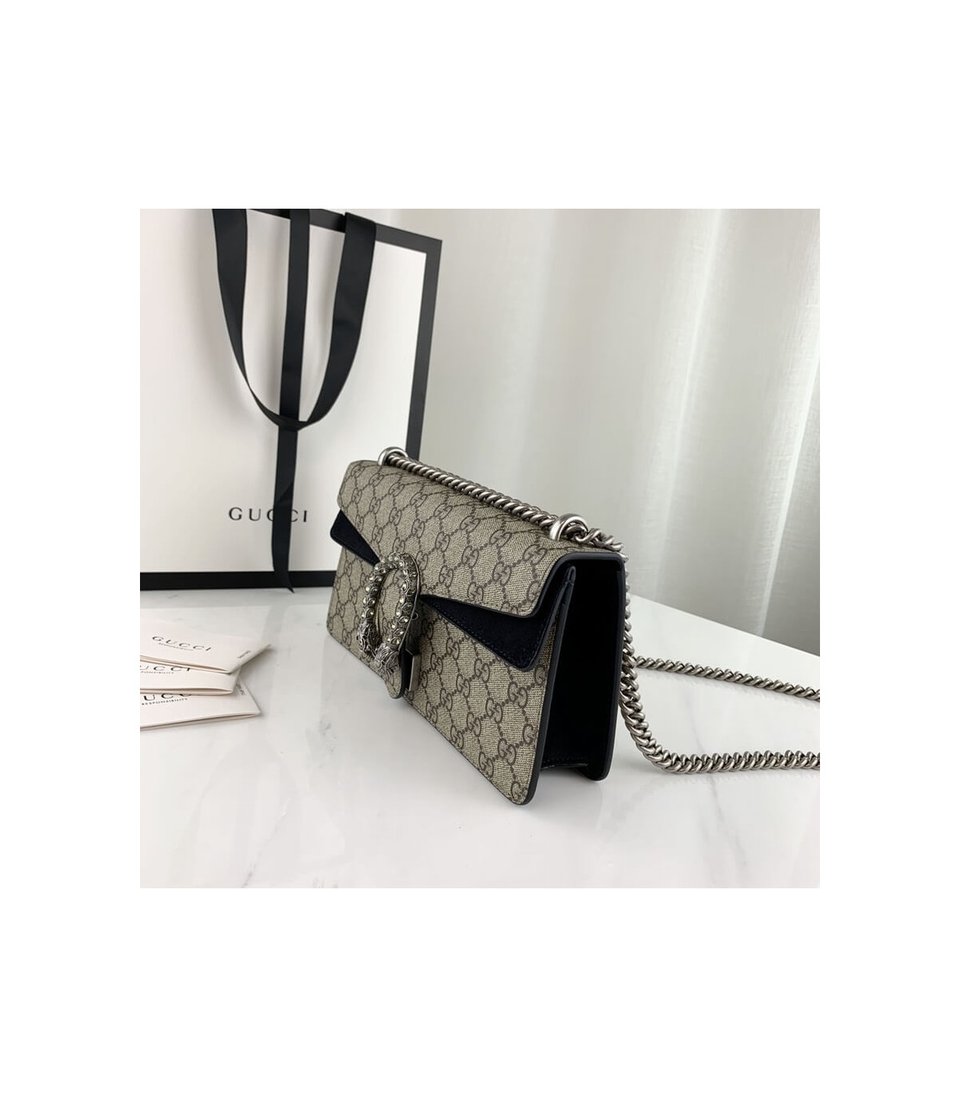 Gucci Dionysus Small Shoulder Bag in GG Supreme with Crystals Black 25cm view 10