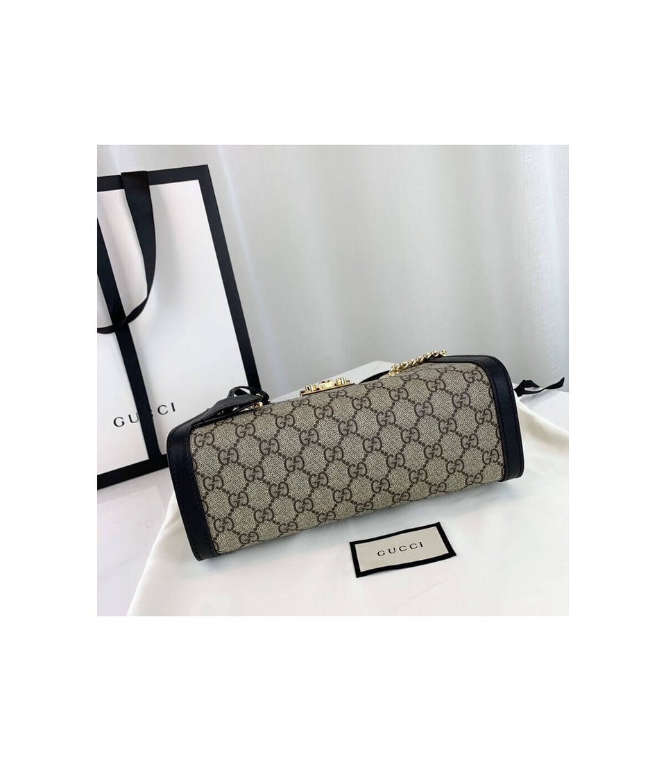 Gucci GG Supreme Padlock Small Shoulder Bag Black 26cm view 8