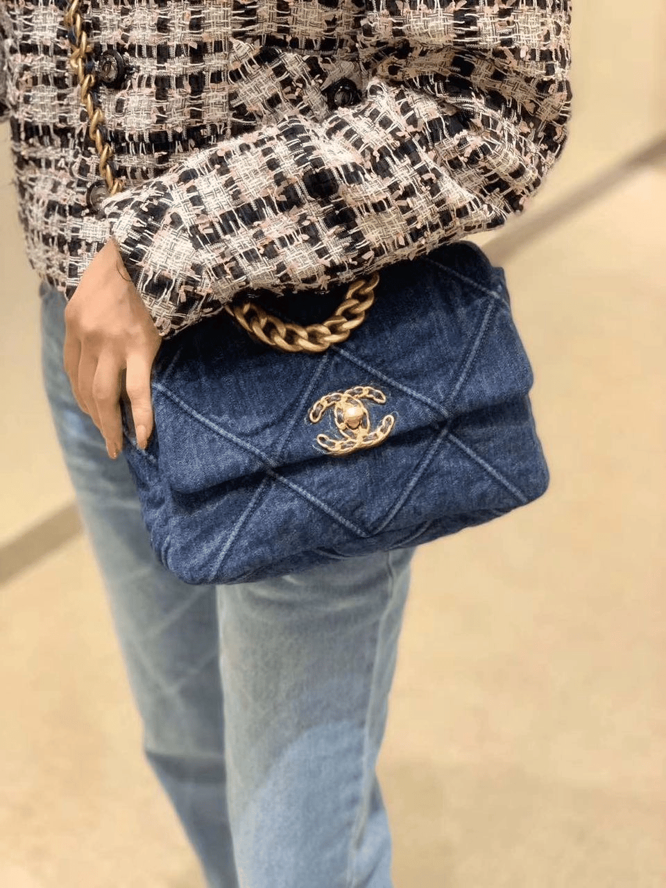 Chanel 19 Flap Denim Bag Blue 26cm/10.2in view 3