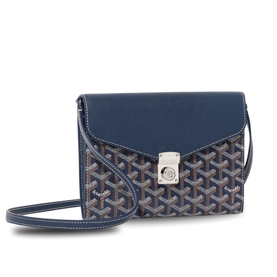 Goyard Chypre Wallet-Pouch 21 Cm Navy Blue Goyardine Canvas And Calfskin view 2