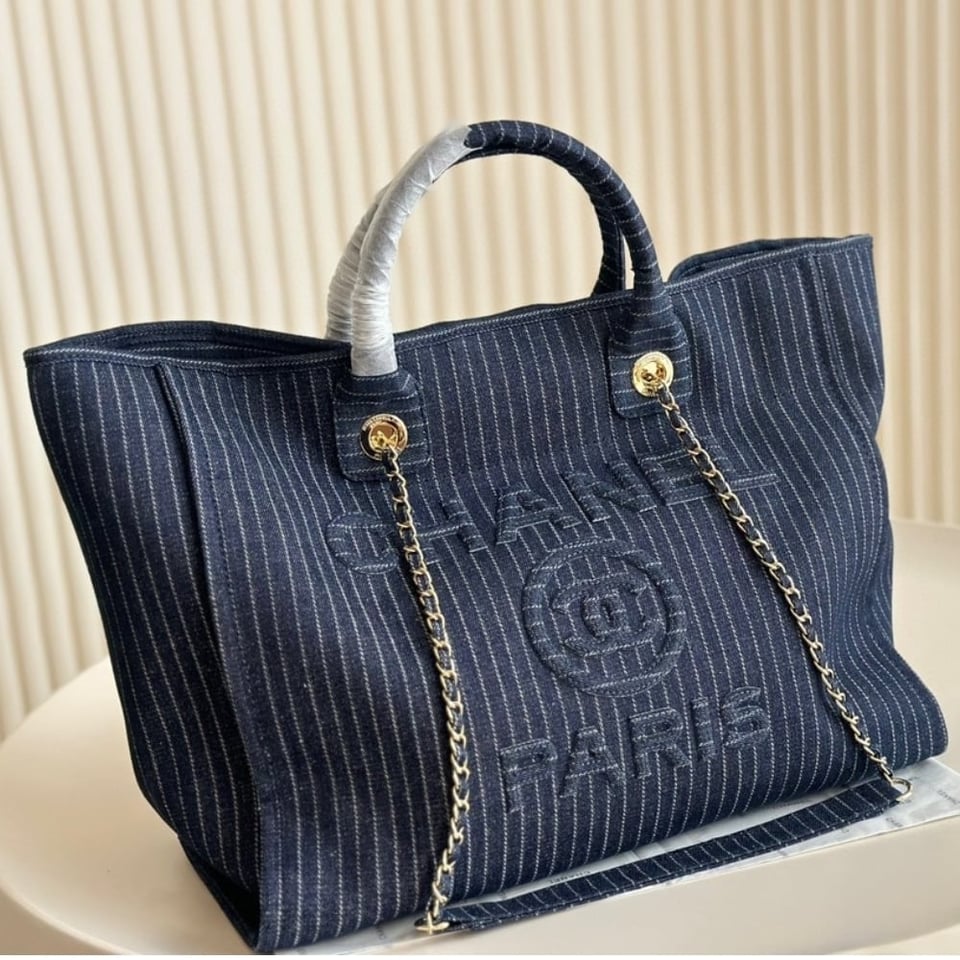 Chanel Shopping Bag Dark Blue 33Cm/13in view 9