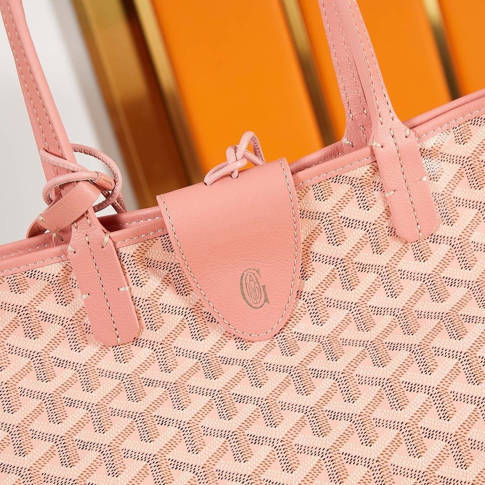 Goyard Saint Louis Pm 34Cm Pink Canvas Chevroches Calfskin view 8