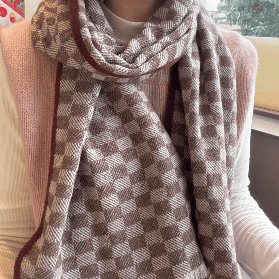 Louis Vuitton Damier Checkered Scarf Brown For Women 190cm view 5