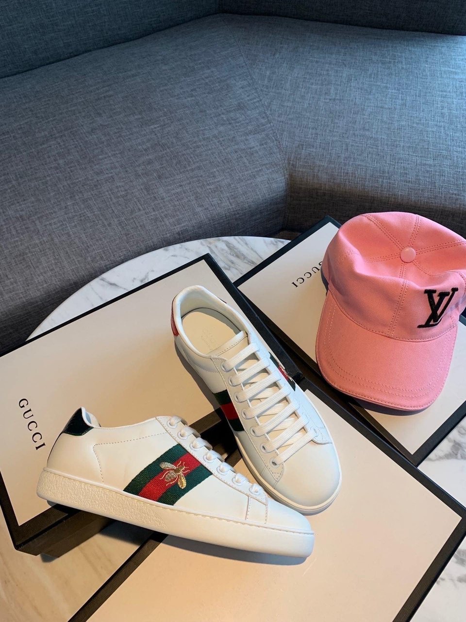 Gucci Ace Embroidered Sneaker Bee White view 8