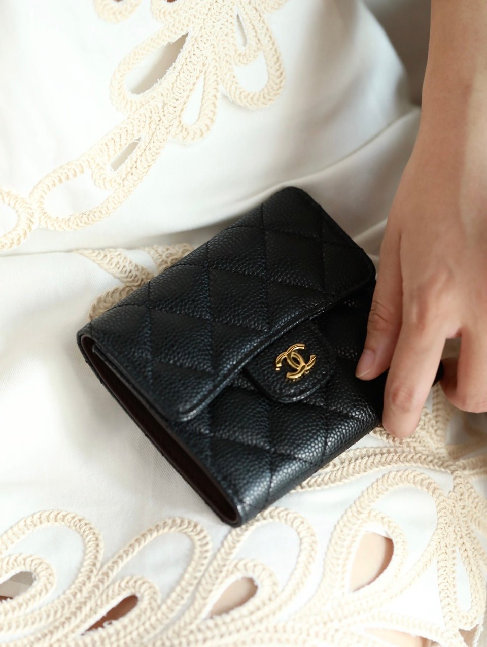 Chanel Flap Card Holder 11.5 Black Grained Calfskin Gold Icon view 8