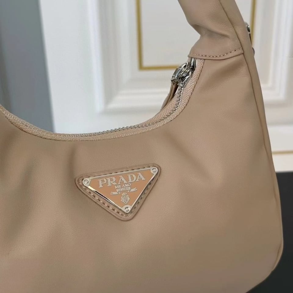 Prada Soft Padded Nappa Leather Bag Beige 21Cm view 6